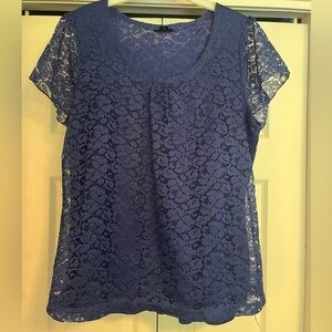 East 5th Blue Lace Blouse